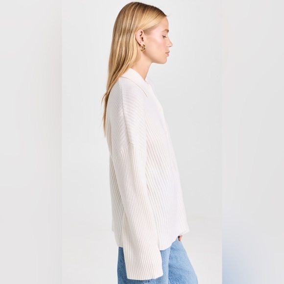 NEW Reformation Fantino Cashmere Collared Cardigan In Gossamer Size XL - Picture 12 of 17